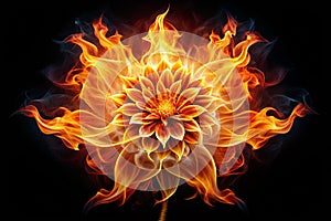 Fire Flower on Black Background