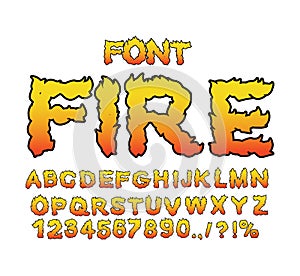 Fire font. Flame ABC. Fiery letters. Burning alphabet. Hot typography. blaze lettring