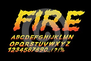 Fire font. Flame ABC. Fiery letters. Burning alphabet. Hot typography. blaze lettring