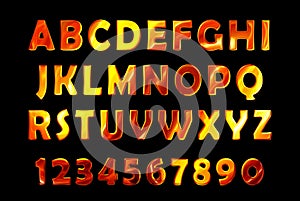 Fire font set. flame Alphabet