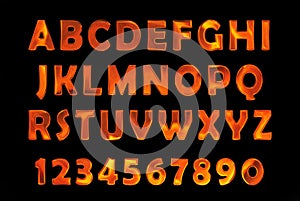 Fire font set. flame Alphabet
