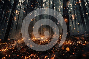 Fire in the forest, environmental protection