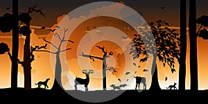 Fire in forest flat vector illustration