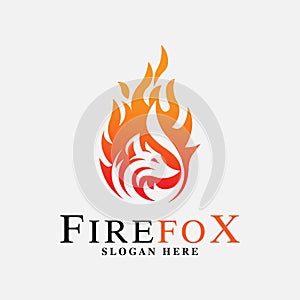fire fox logo design inspiration with fire illustration