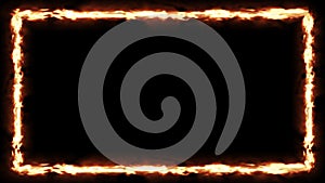 Fire frame on black background. 4K Abstract flame glow color moving seamless loop. Loop lines colorful design, looped animation.