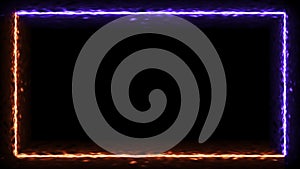 Fire frame on black background. 4K Abstract flame glow color moving seamless loop. Loop lines colorful design, looped animation.