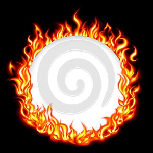 The fire frame circle on black background