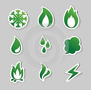 Fire, freeze, steam, water icons