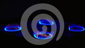 Fire in a gas stoker on a gas stove
