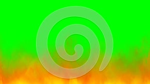 Fire on green screen background. Flames animation video.
