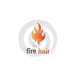 Fire hair logo vector illustration color woman design