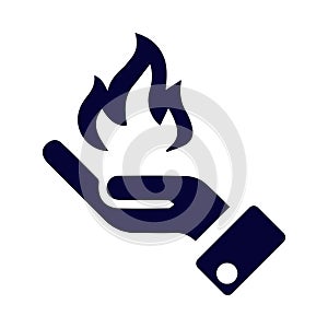 Fire, hand, burn, fire on hand icon