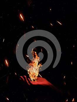 Fire hand sparks