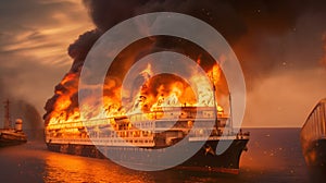 fire has broken out on a cruise ship, prompting an emergency response from the crew and passengers