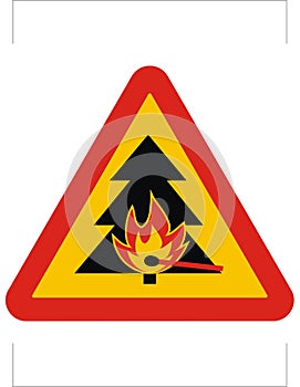 Fire hazard, triangle traffic sign, vector icon