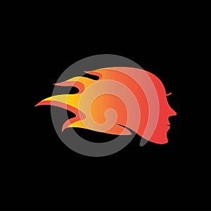 fire headed woman logo vector icon illustration