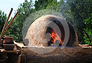 Fire hearth of ancient stove