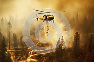 Fire helicopters are extinguishing forest fires with Ai Generated