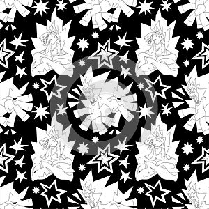 Fire Horse Seamless Pattern Vector