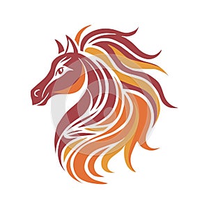 Fire Horse Zodiac Vector Illustration â Stylized Horse Head with Flame Mane