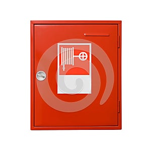 Fire hose cabinet isolated on white background. Include clipping path