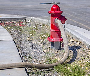 Fire hose conncted to hydrant