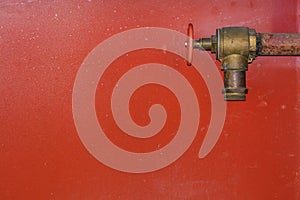 Fire hose on red background