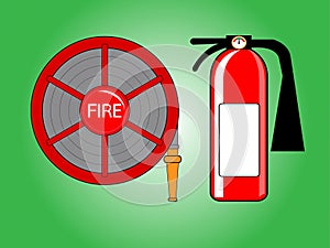 Fire hose reel and extinguishing