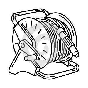 Fire Hose Reel Icon. Doodle Hand Drawn or Outline Icon Style