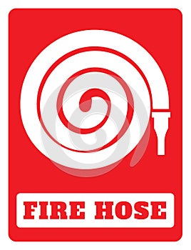 Fire hose reel icon on red background drawing by illustration