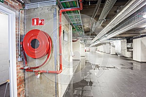 An fire hose in an technical area