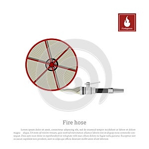 Fire hose on a white background. Firefighter equipment in realistic style