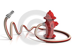 Fire hydrant with fire hose photo