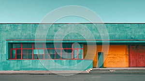 A fire hydrant is in front of a building with windows, AI