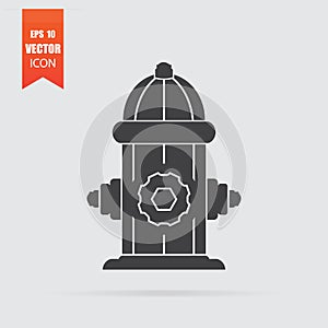 Fire hydrant icon in flat style isolated on grey background
