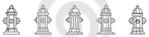 Fire hydrant icon. Set of fire hydrant icons isolated on white background