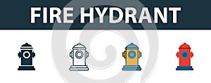 Fire Hydrant icon set. Premium symbol in different styles from fire safety icons collection. Creative fire hydrant icon filled,