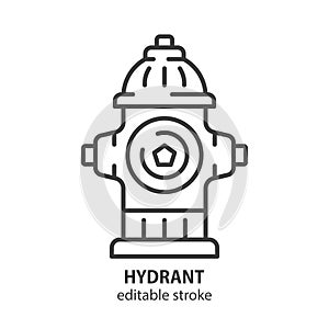 Fire hydrant line icon. Fireplug symbol. Equipment for firefighting vector sign. Editable stroke