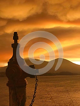 Fire hydrant looking at Mt Konocti during Ranch Fire