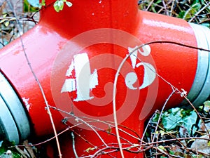 Fire hydrant nr 45. Red.