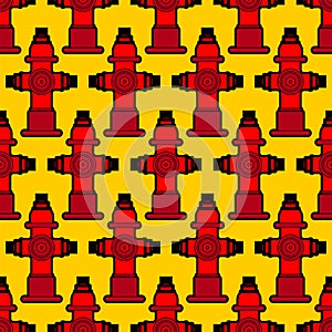 Fire hydrant pattern seamless. Red fireplug background Vector il