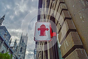 Fire hydrant sign, Montreal