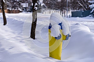 Fire hydrant in snow, city of Edmonton