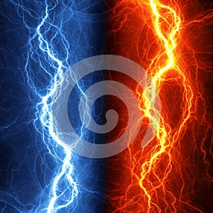 Fire and ice abstract lightning