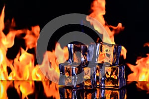 fire and ice, cold and flame on a black background 8