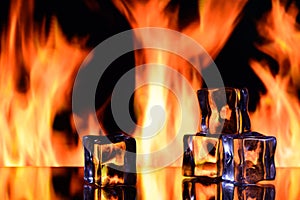 fire and ice, cold and flame on a black background 2