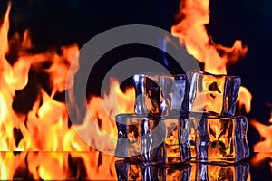 fire and ice, cold and flame on a black background 9