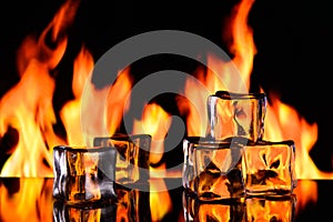 fire and ice, cold and flame on a black background 6