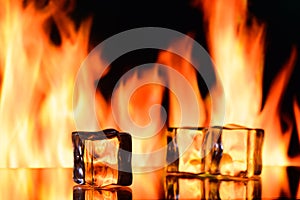 fire and ice, cold and flame on a black background 5