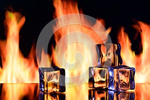 fire and ice, cold and flame on a black background 1